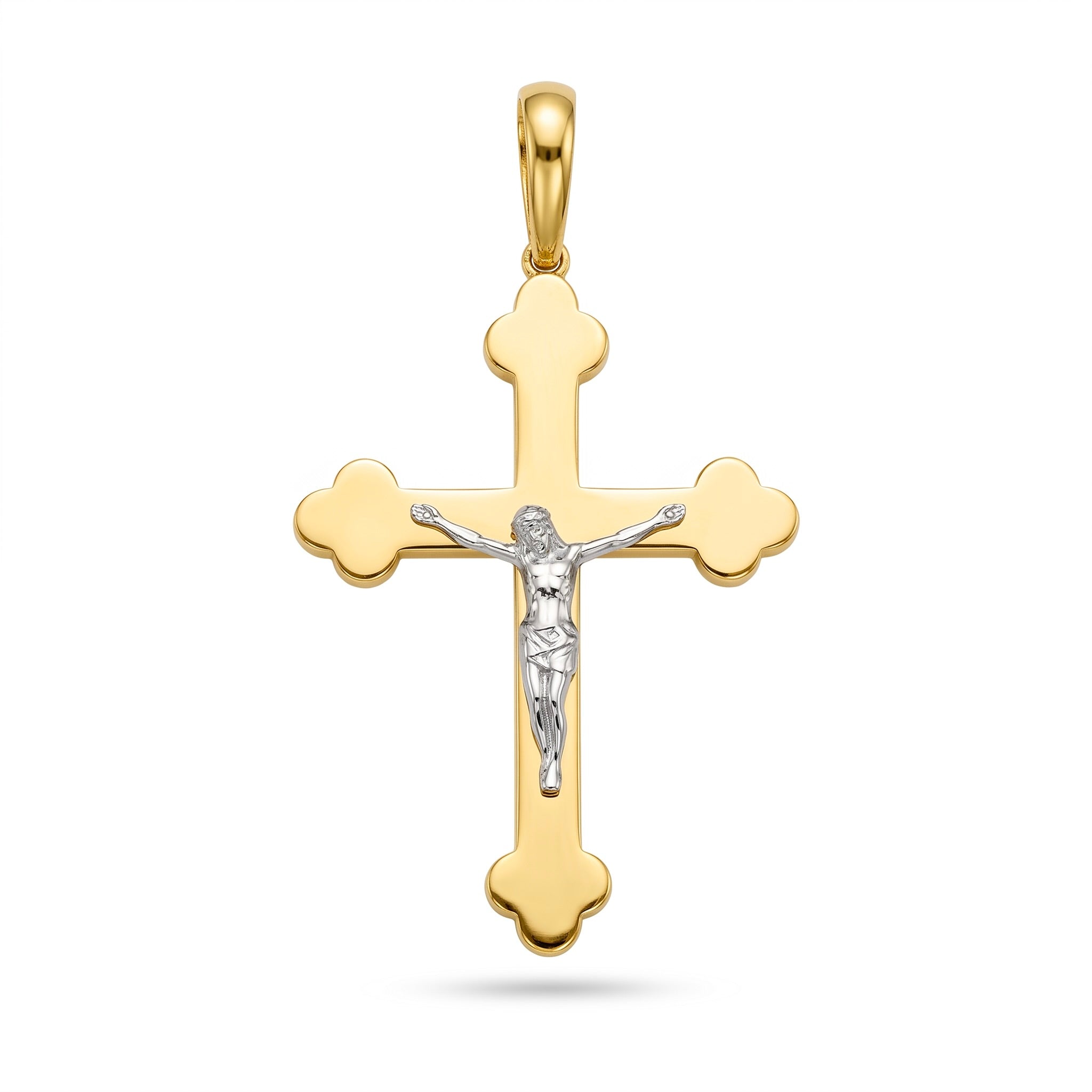 18K Two Tone Gold Crucifix Pendant