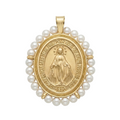 18K Yellow Gold Pearl St. Mary Icon Pendant