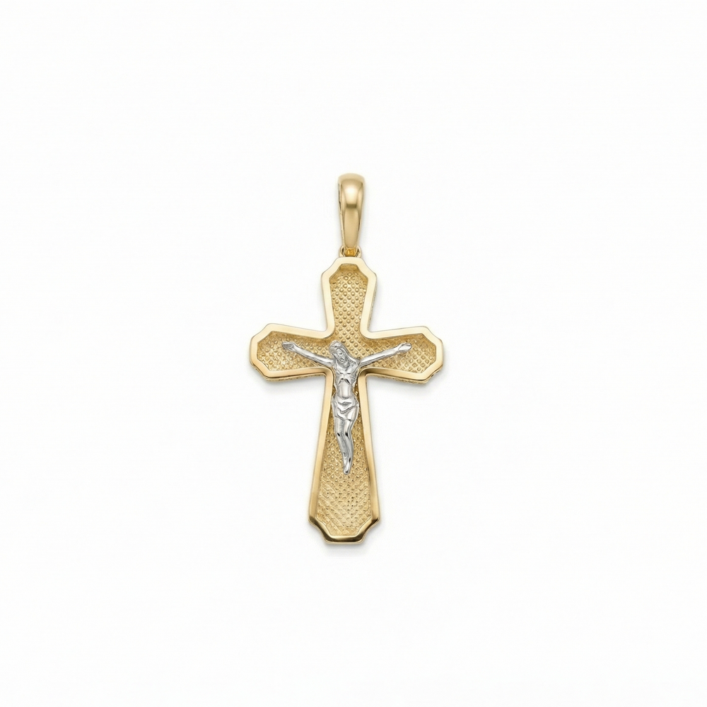 18K Two Tone Small Crucifix Pendant