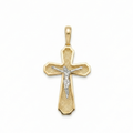 18K Two Tone Medium Crucifix Pendant