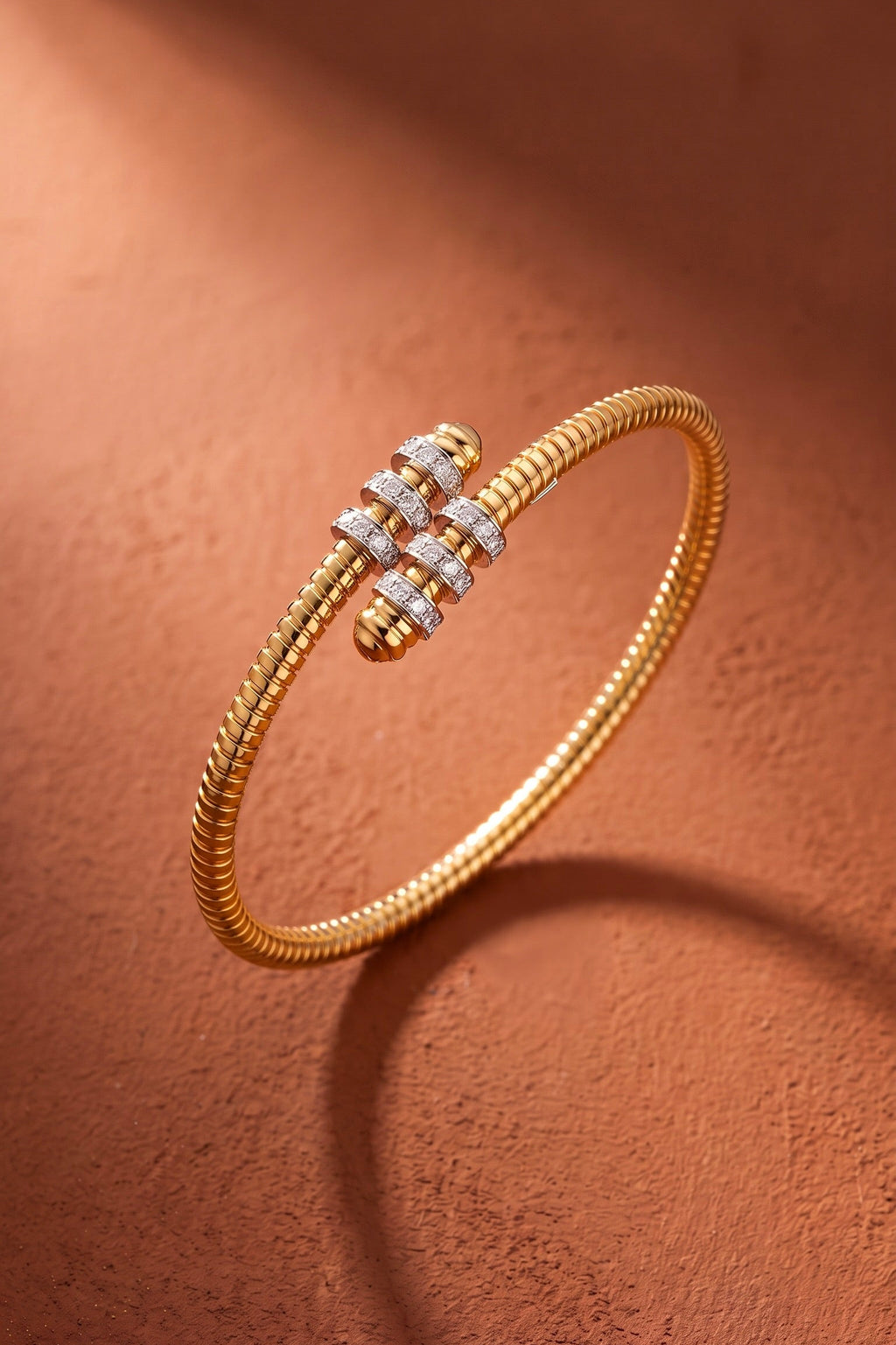 Diamond Two Tone Gold Cuff Bracelet