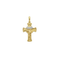 18K Gold Small Two Tone Jesus Face Cross Pendant