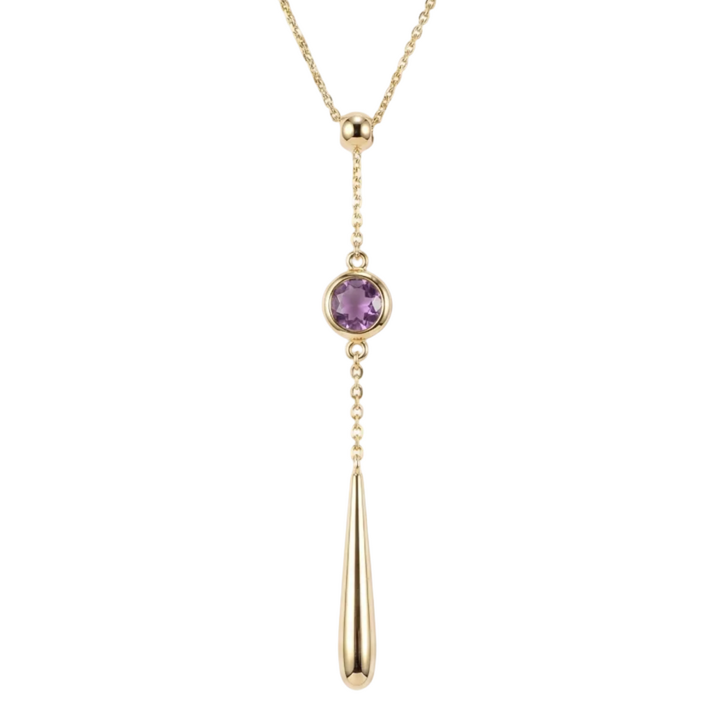 18K Yellow Gold Amethyst Chain Necklace
