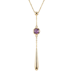 18K Yellow Gold Amethyst Chain Necklace