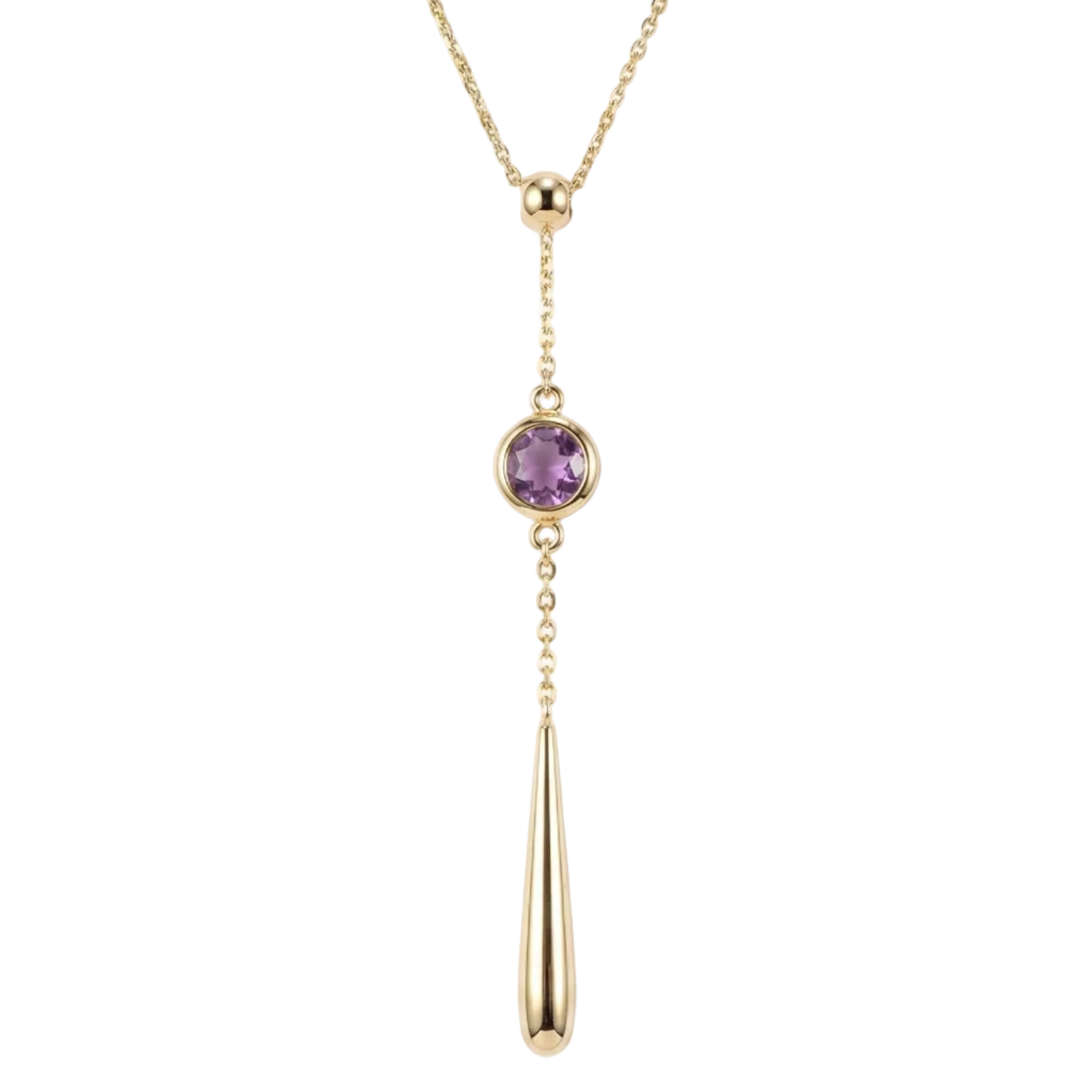 18K Yellow Gold Amethyst Chain Necklace