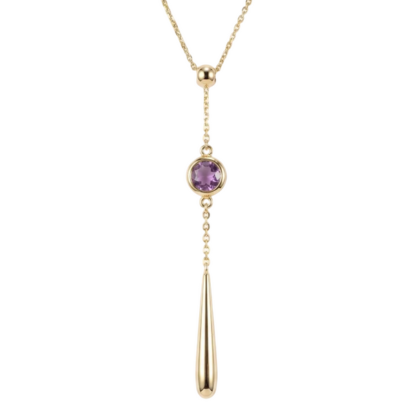18K Yellow Gold Amethyst Chain Necklace