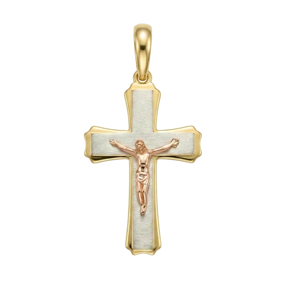 18K Multicolor Gold Cross Pendant