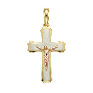 18K Multicolor Gold Cross Pendant