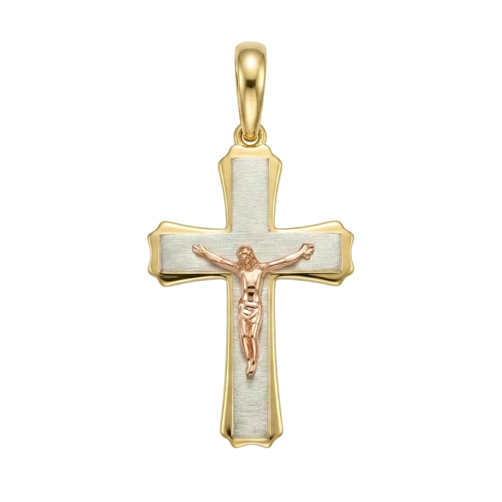18K Multicolor Gold Cross Pendant