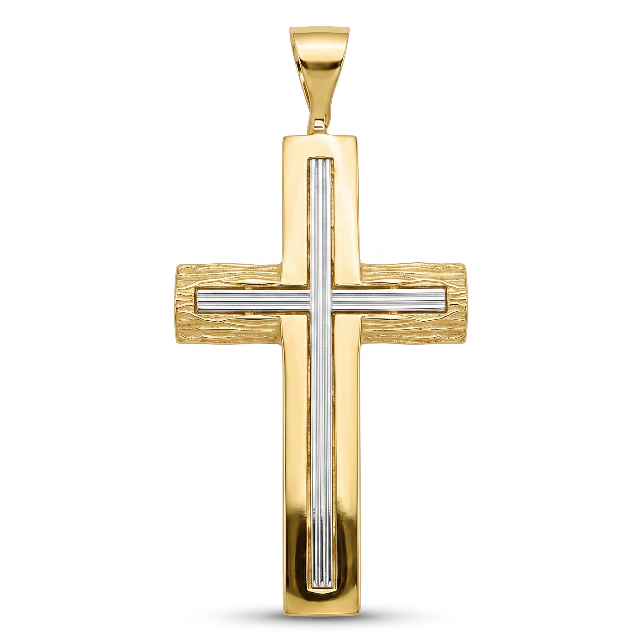 18K Two Tone Gold Cross Pendant