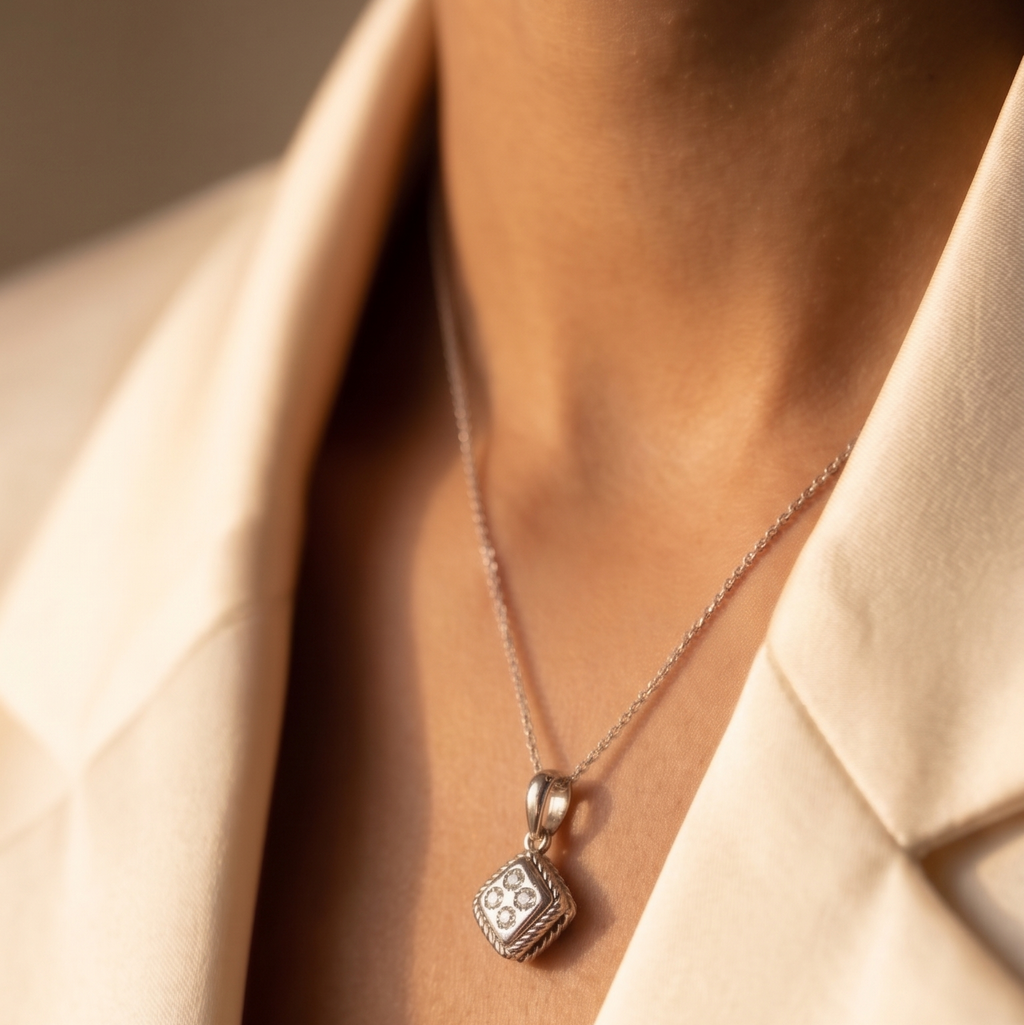 Diamond White Gold Reversible Necklace