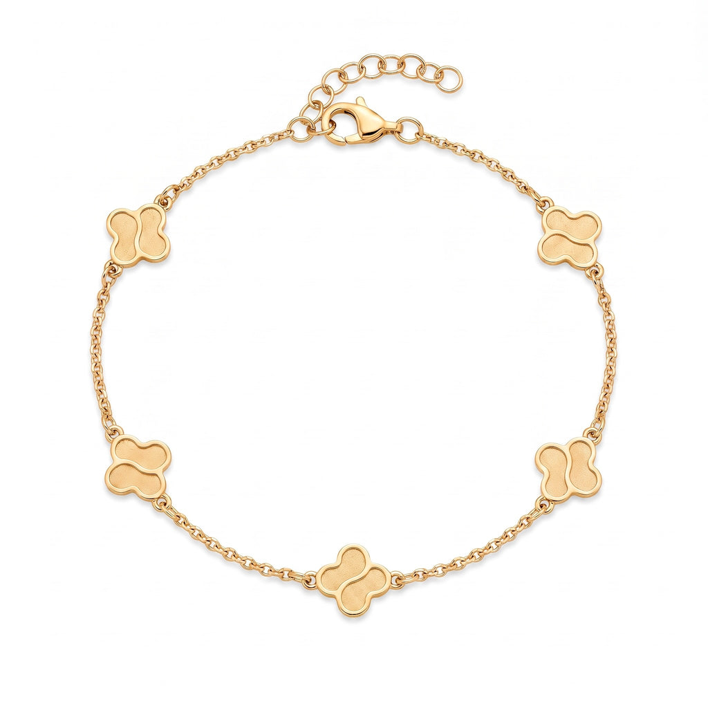 18K Yellow Gold Clover Chain Bracelet