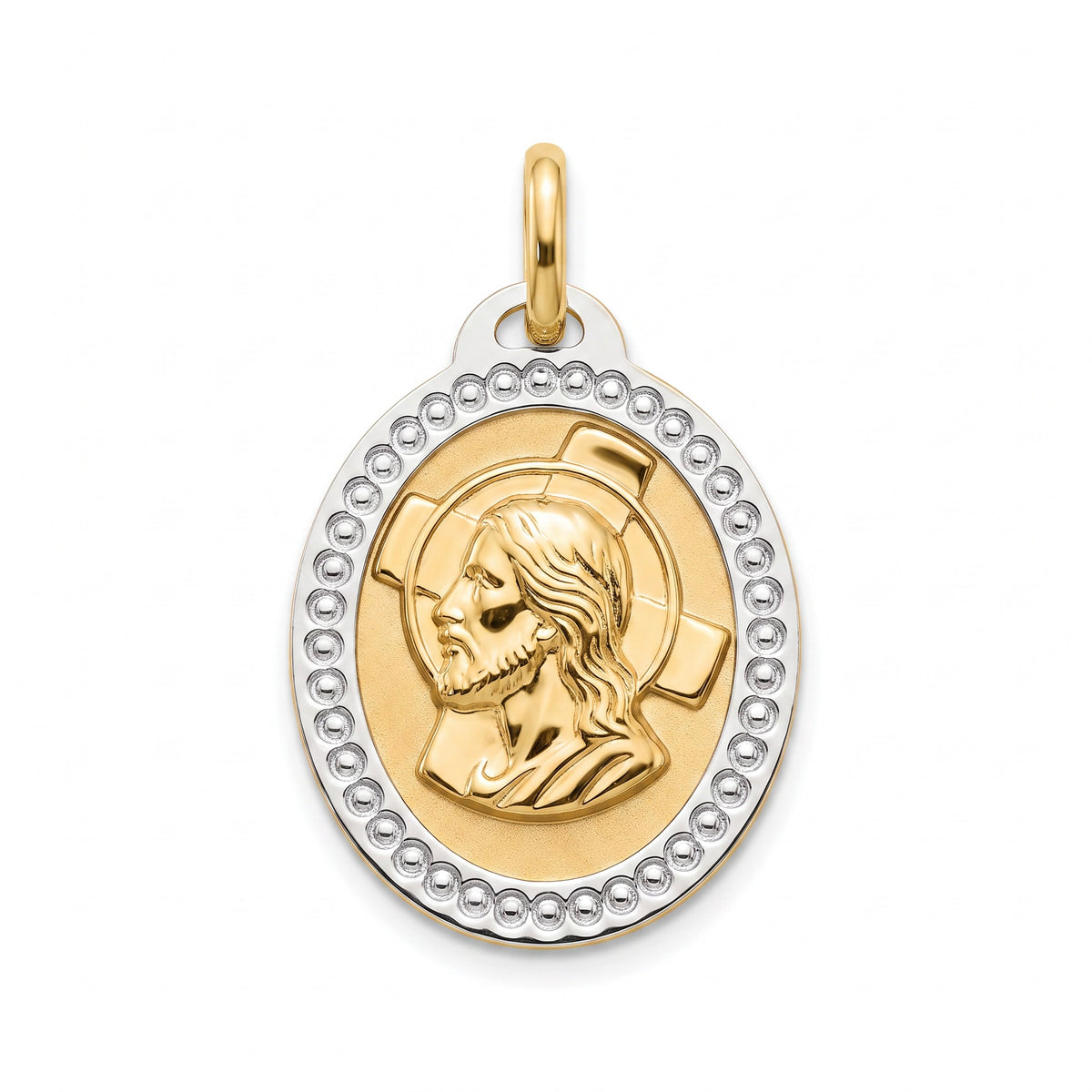18K Two Tone Jesus Icon Pendant