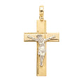 18K Two Tone Gold Crucifix Pendant