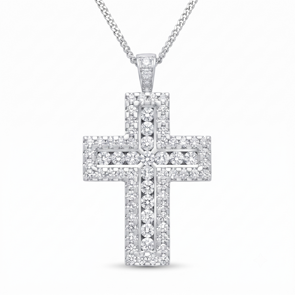 Diamond White Gold Cross Necklace