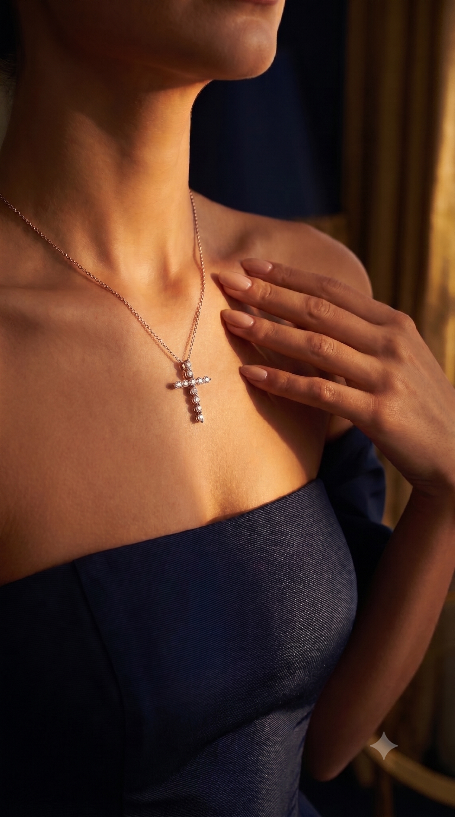 Diamond White Gold Cross Necklace