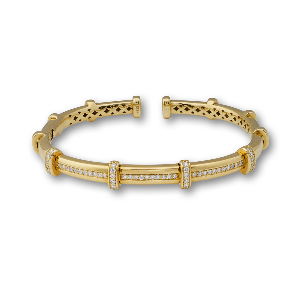 18K Yellow Gold Diamond Cuff Bracelet