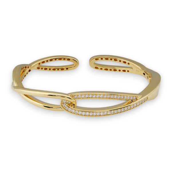18K Yellow Gold Diamond Infinity Cuff Bracelet