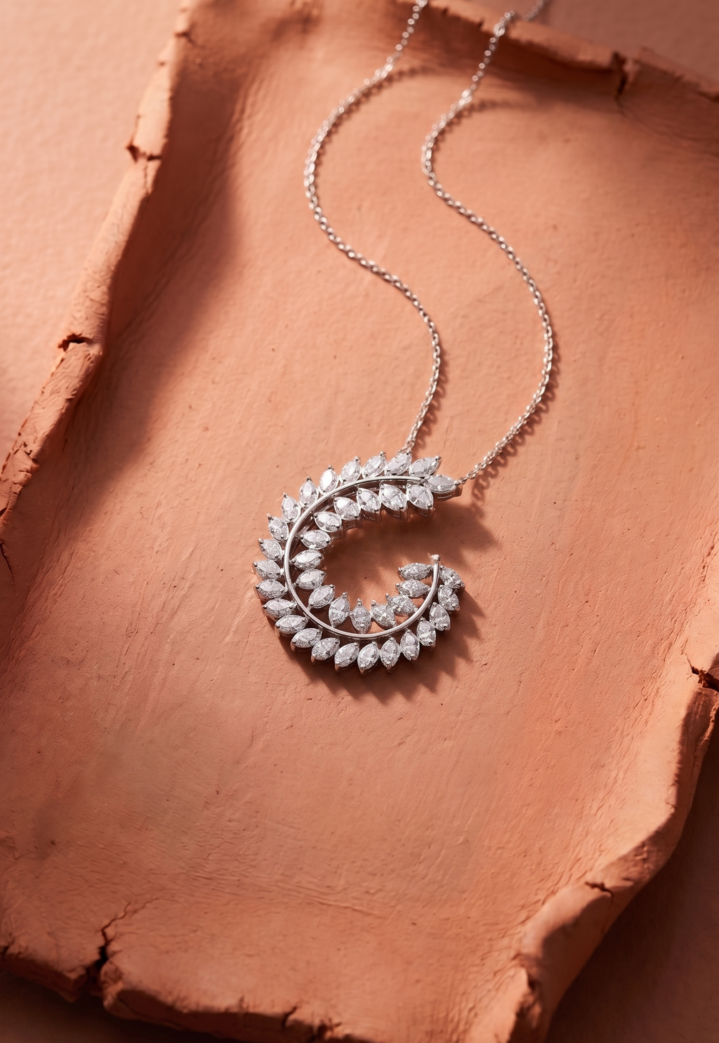 Diamond White Gold Leaf Necklace