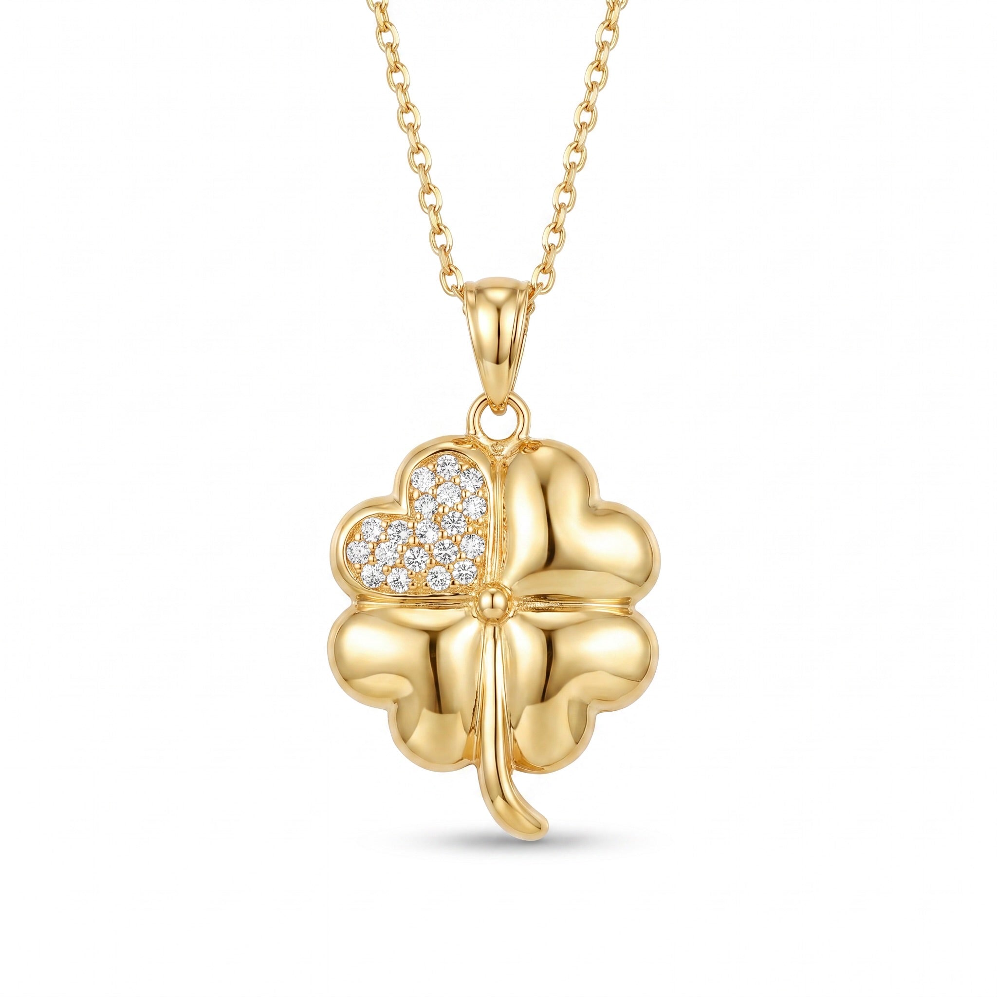 18K Gold Cubic Zirconia Flower Necklace
