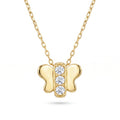 18K Yellow Gold Cubic Zirconia Butterfly Necklace