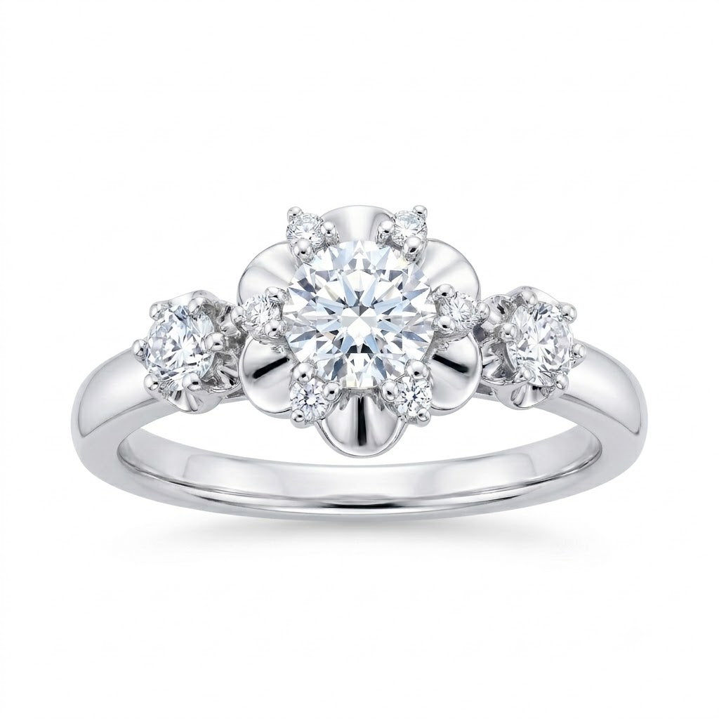 Diamond White Gold Flower Ring