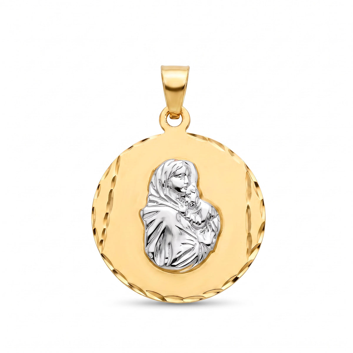 18K Two Tone St. Mary Icon Pendant