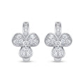 Diamond White Gold Flower Hoop Earrings
