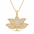 18K Yellow Gold Cubic Zirconia Lotus Necklace