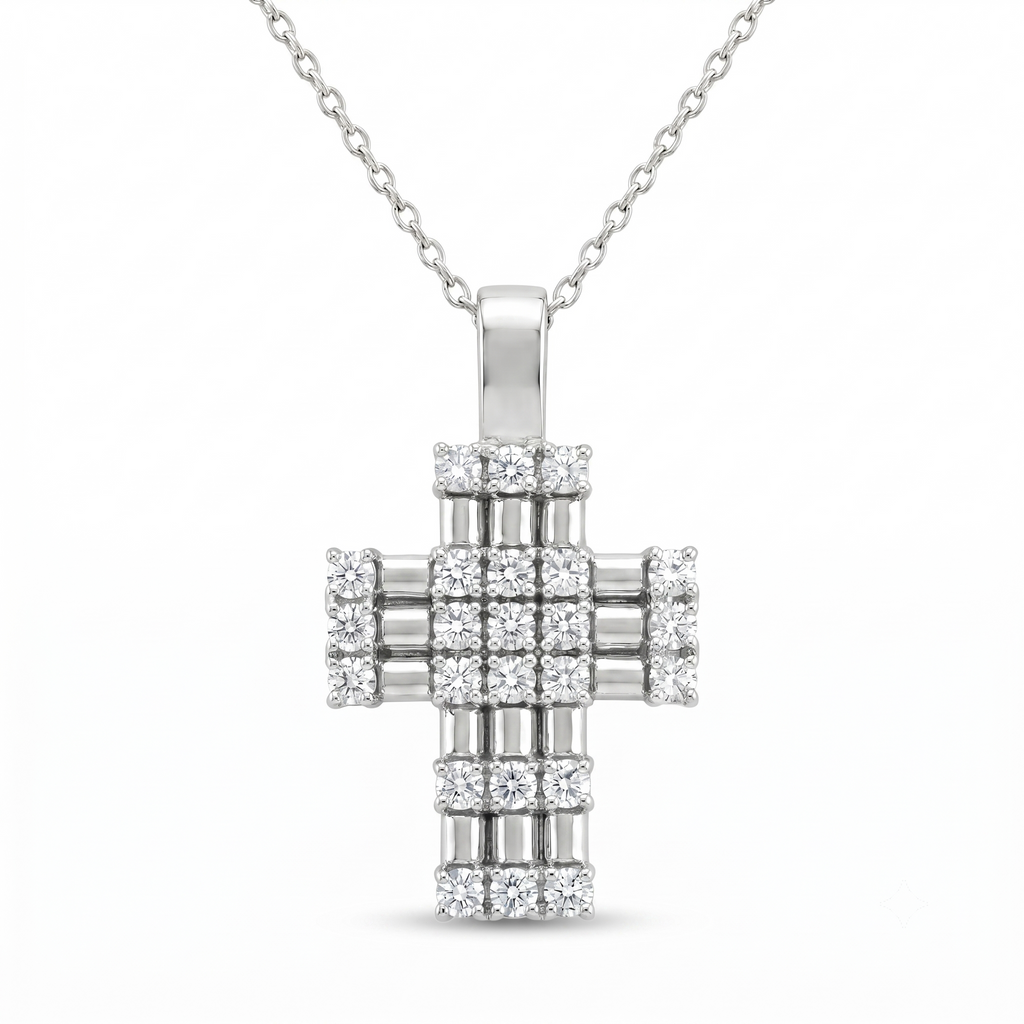 Diamond White Gold Cross Necklace
