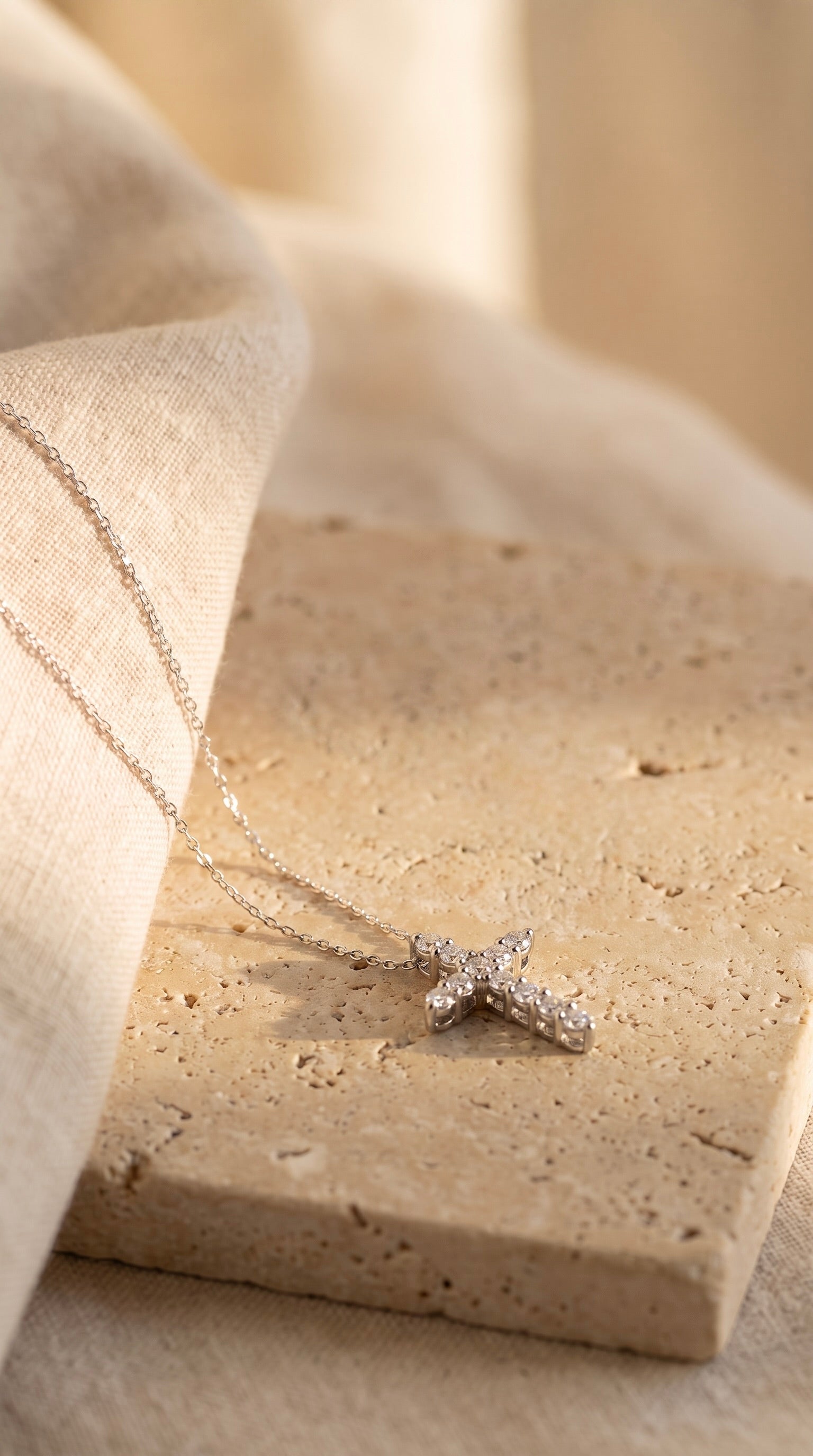 Diamond White Gold Cross Chain Necklace