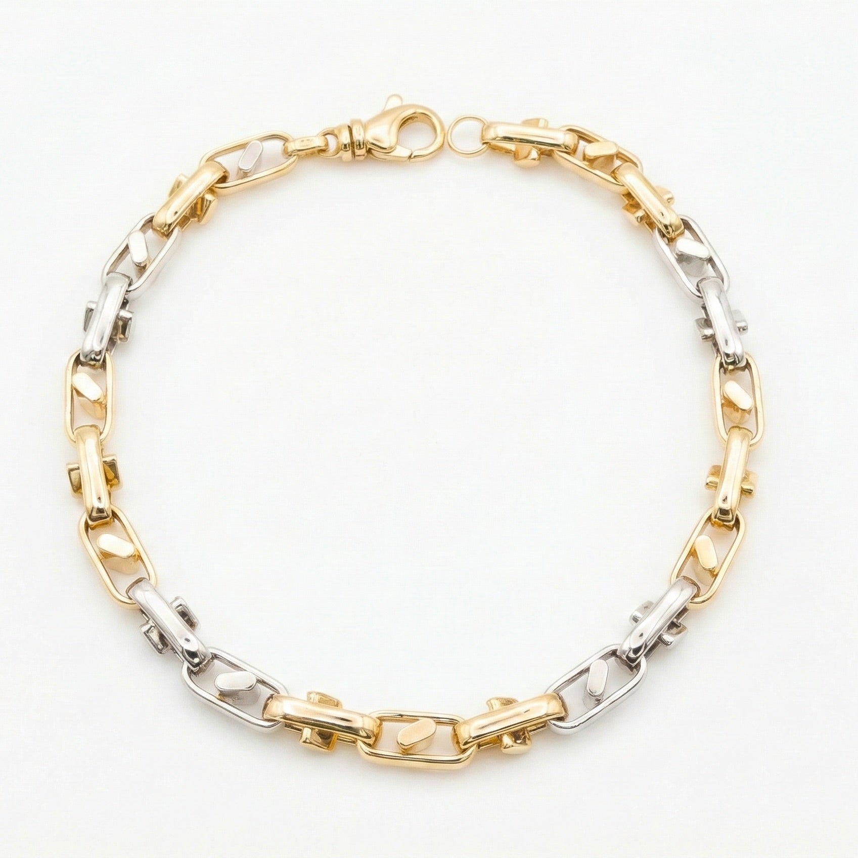 Men 18K Two Tone Gold Chain Bracelet