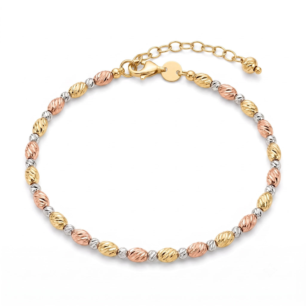 18K Multicolor Gold Beaded Bracelet