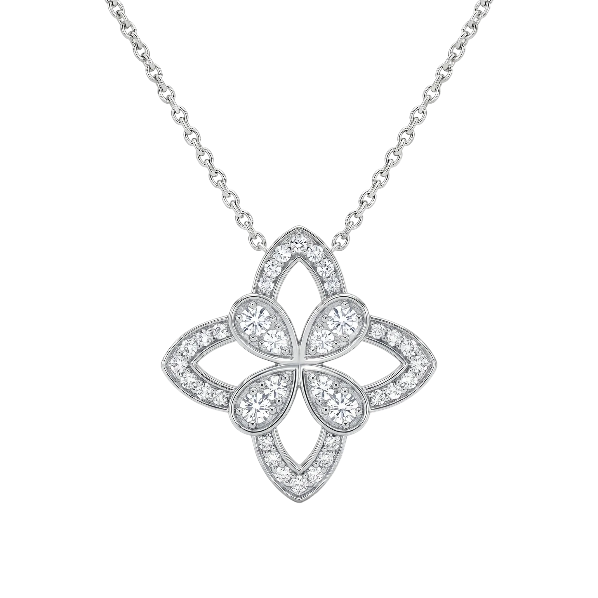 Diamond White Gold Flower Necklace
