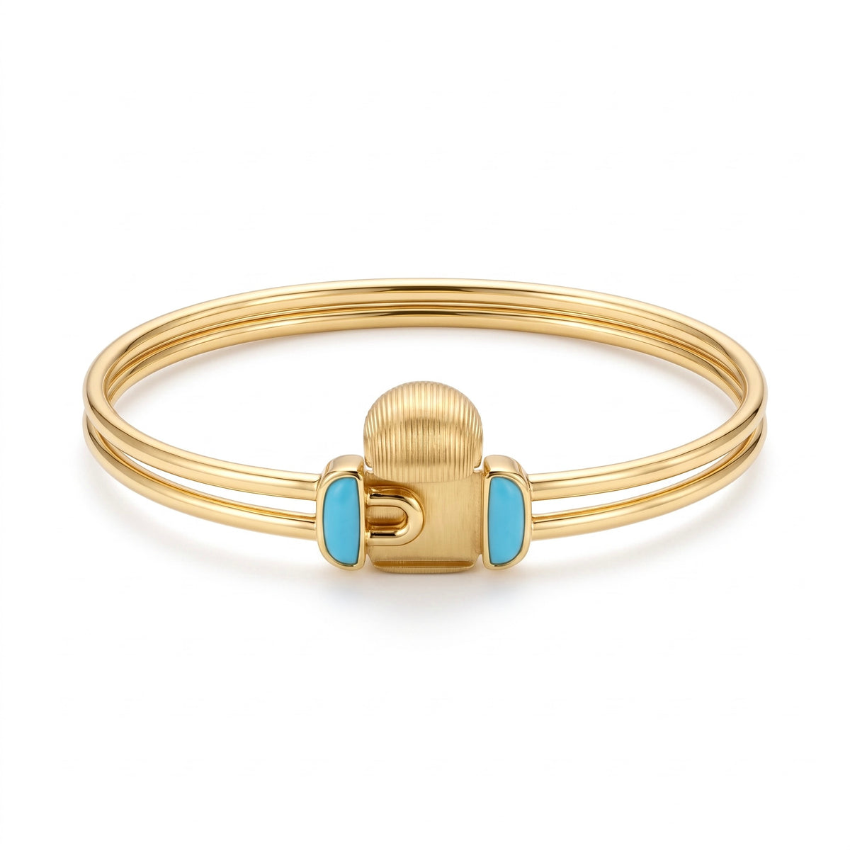 18K Yellow Gold Turquoise Bangle Bracelet