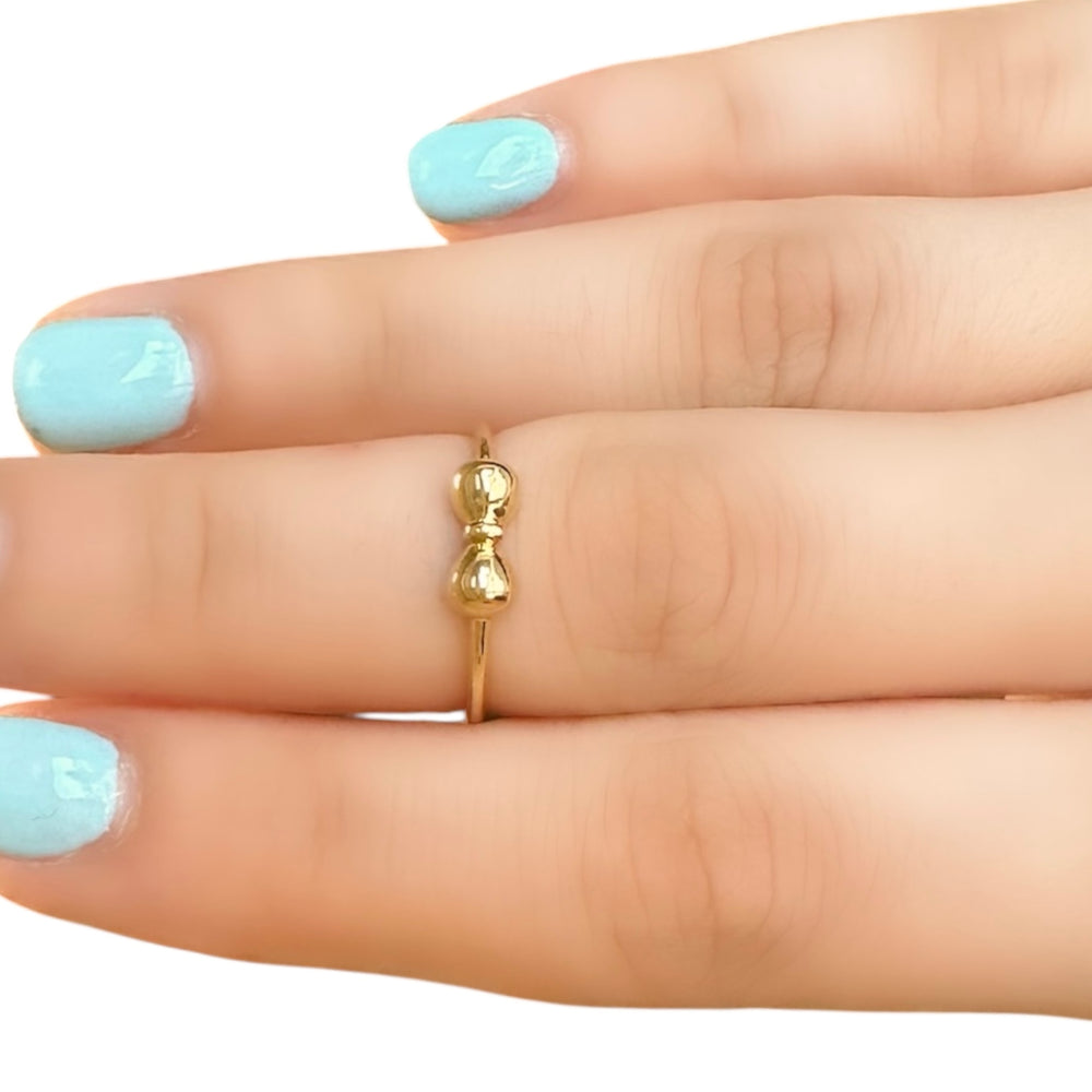 18K Gold Bow Charm Ring Size 6