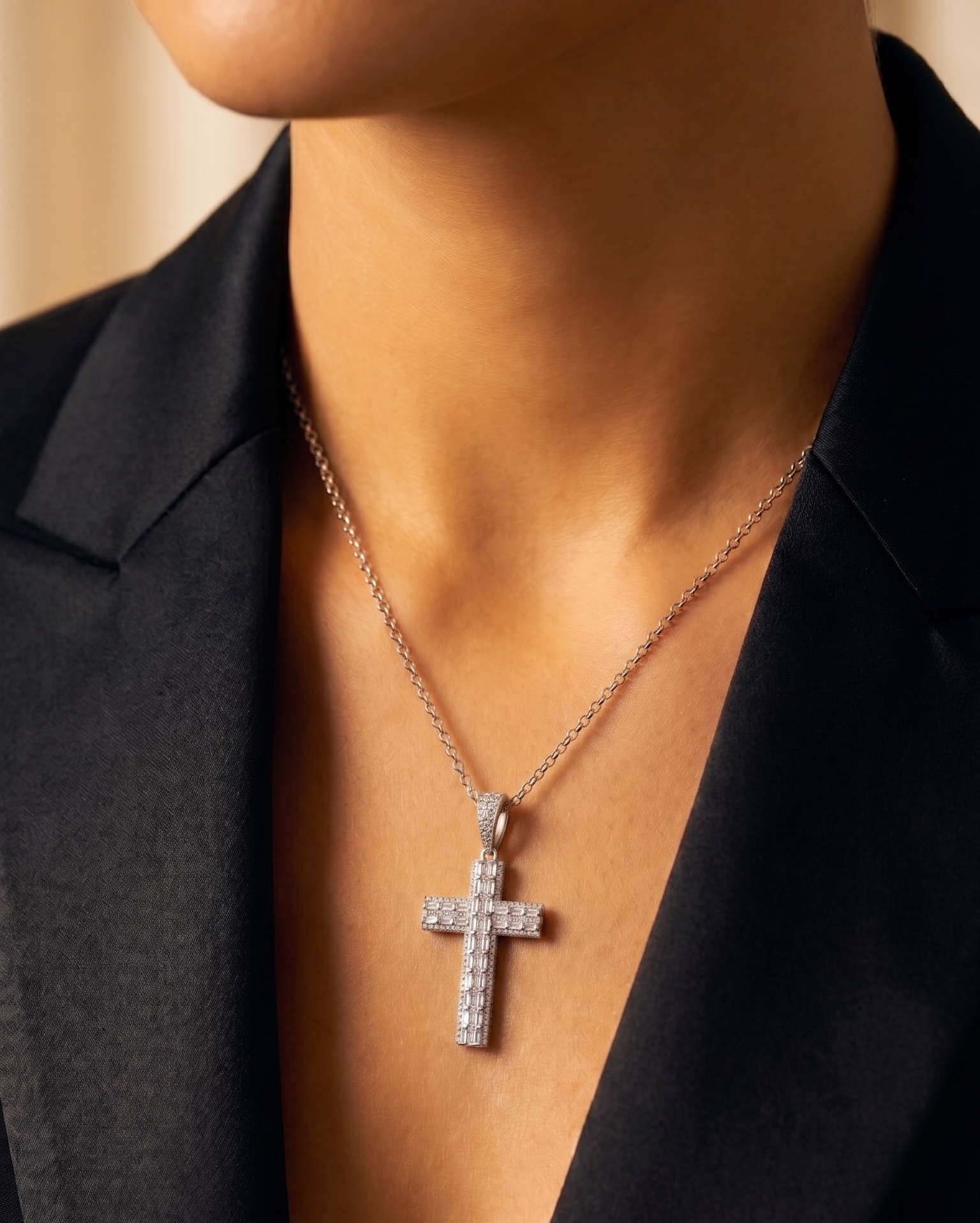 Diamond White Gold Cross Necklace