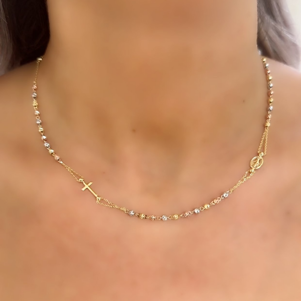 18K Gold Rosary Necklace