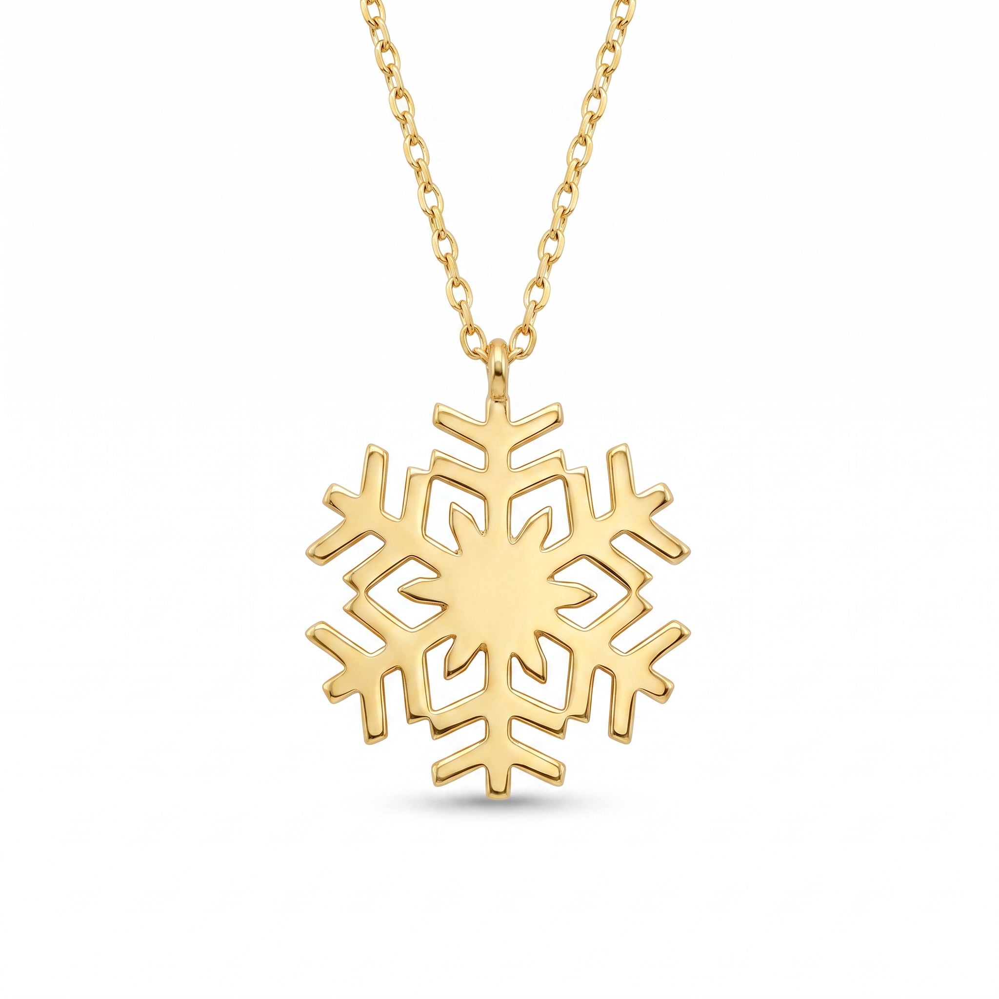 18K Yellow Gold Snowflake Necklace