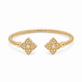 Diamond Yellow Gold Double Flower Cuff Bracelet