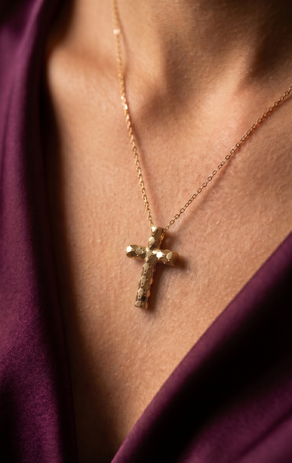 18K Yellow Gold Cross Necklace
