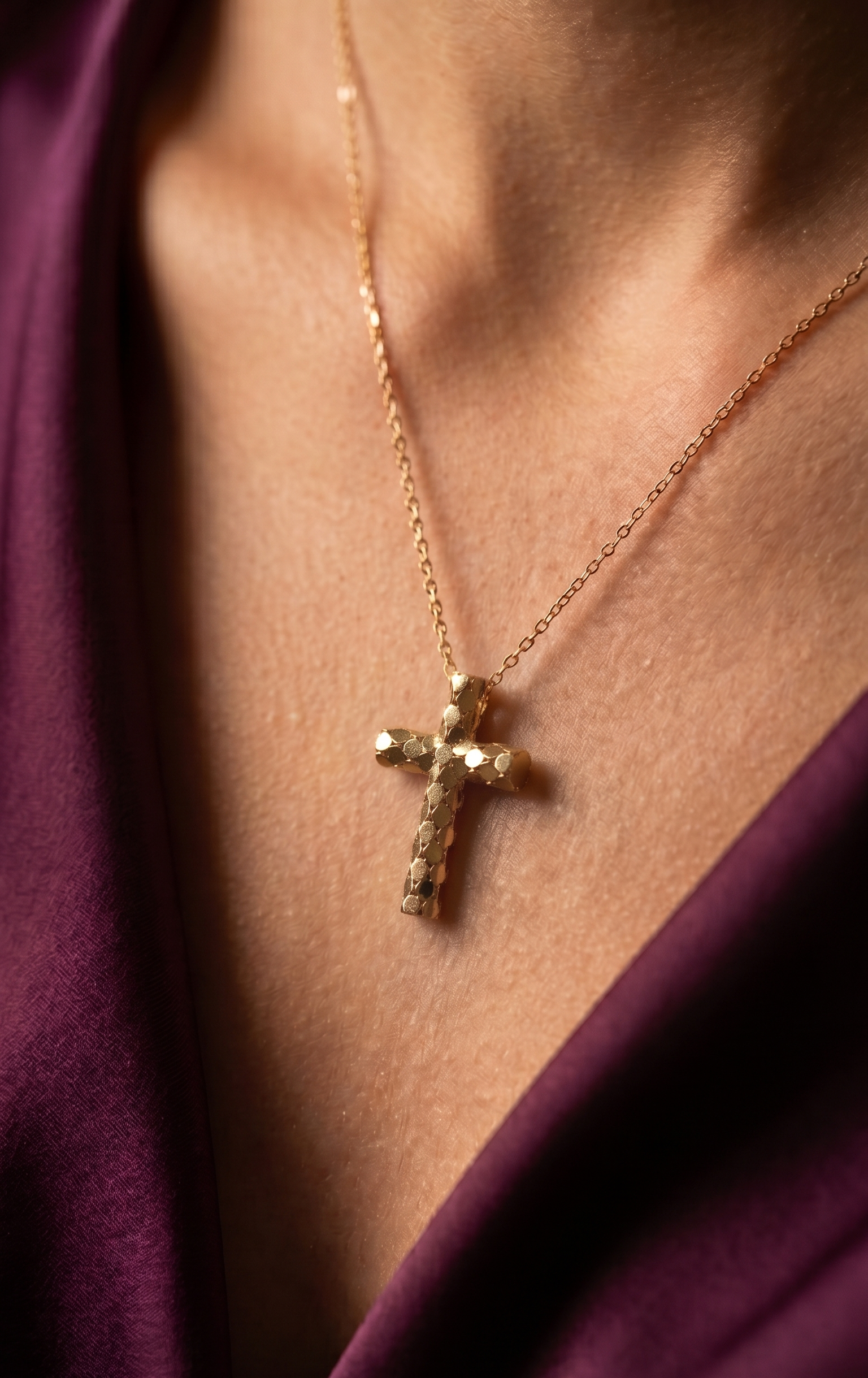 18K Yellow Gold Cross Necklace
