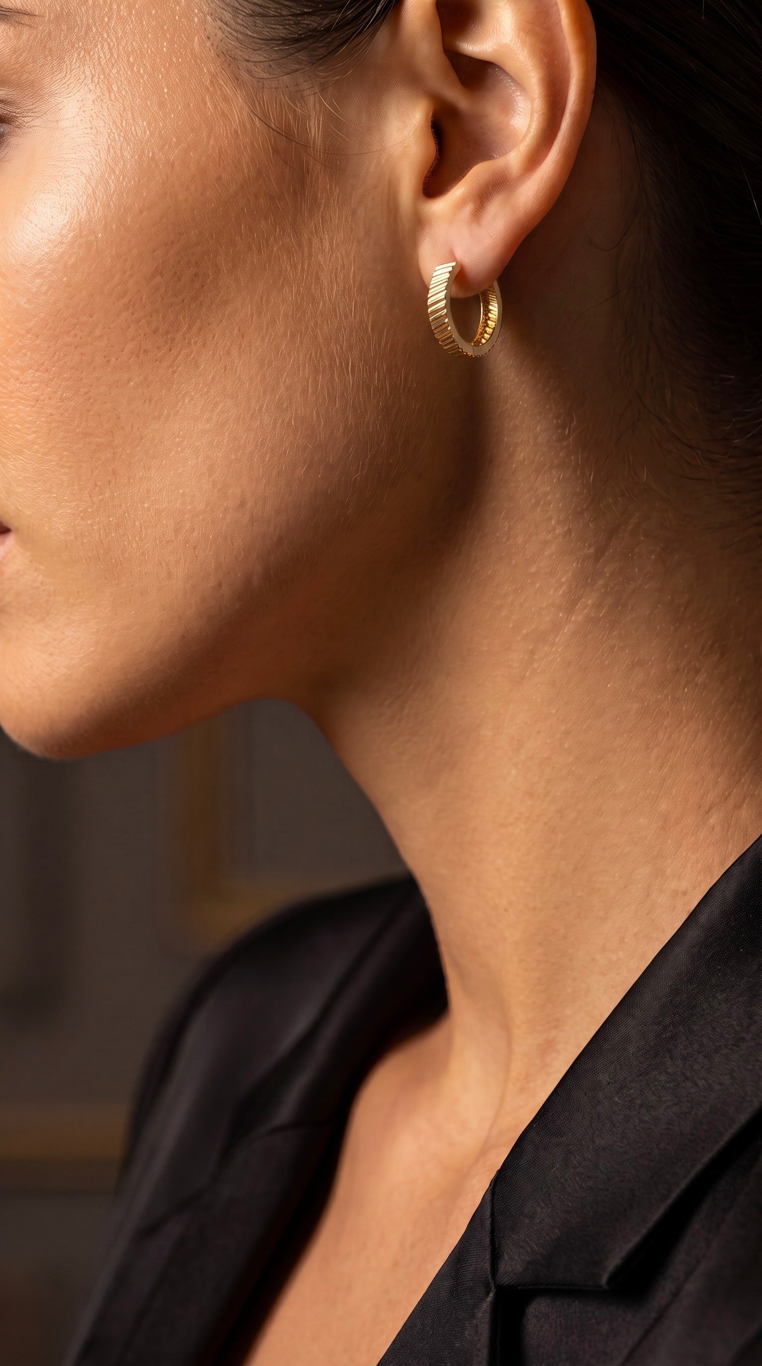 18K Yellow Gold Circle Hoop Earring