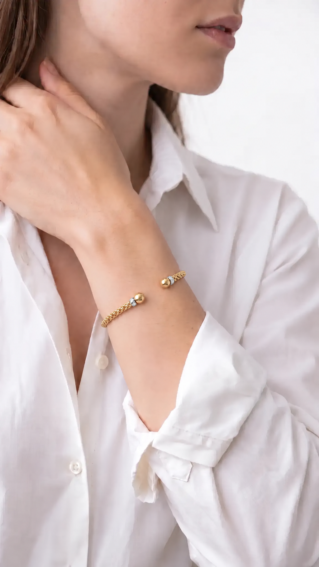 18K Two Tone Gold Cuff Bracelet