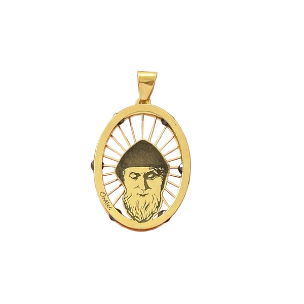 18K Gold Pendant St. Charbel Icon