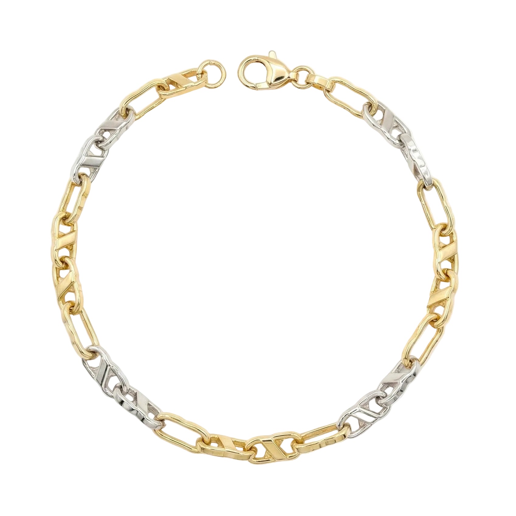 Men 18K Two Tone Gold Chain Bracelet