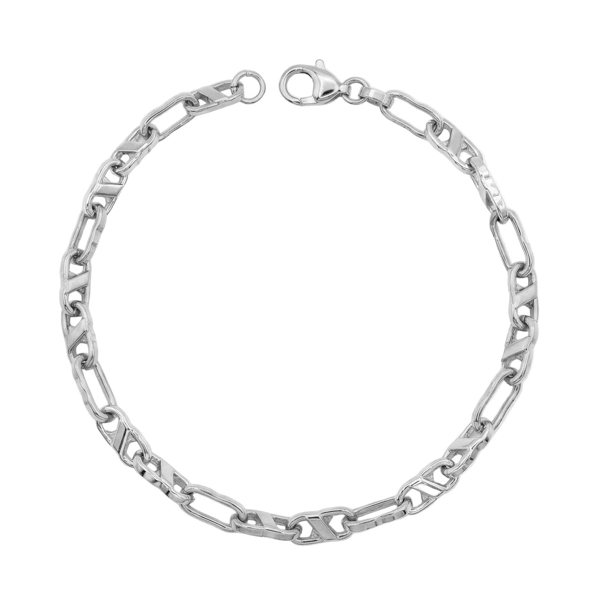 Men 18K White Gold Chain Bracelet