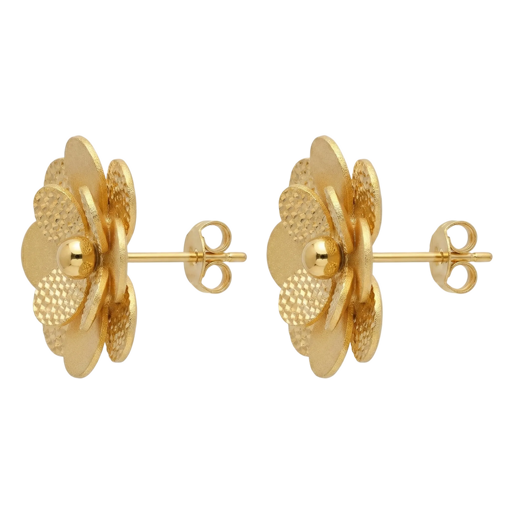 18K Yellow Gold Flower Earrings