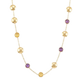 18K Yellow Gold Purple Amethyst & Yellow Citrin Chain Necklace
