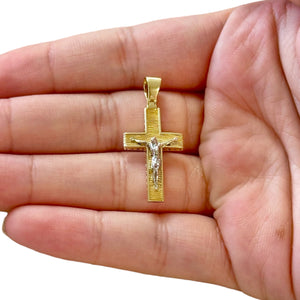 18k Gold Two Tone Cross Pendant